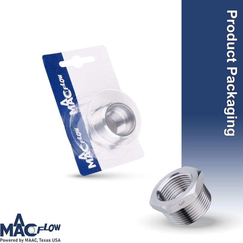 MAACFLOW Stainless Steel 1" Male NPT to 1/2" Female NPT Adapter Reducer Hex Bushing (Thread OD 1.27" - ID 0.72") (Pack of 1) - Image 3